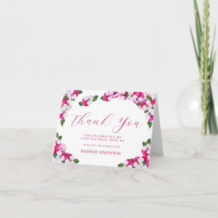 Söt Rosa Vit Blommigt 40 födelsedagar Tack Kort