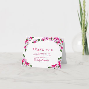 Söt Rosa Vit Blommigt 70:e födelsedagen Tack Kort
