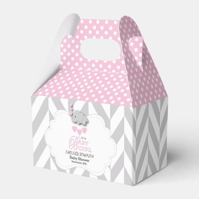 Söt Rosa, Vit och Grå Elefant 🐘 Presentaskar (Framsidan Sidan)