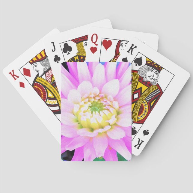 Söt Rosa, vit och Gult Cactus Dahlia Macro Casinokort (Baksidan)