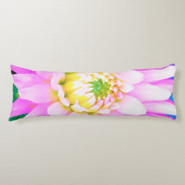 Söt Rosa, vit och Gult Cactus Dahlia Macro Kroppskudde