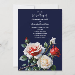 Söt rosa vit röd ros mörk blommigt bröllop inbjudningar