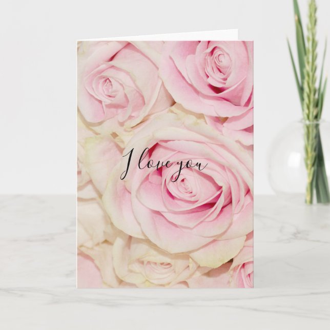 Söt Rosa Vit ros Kärlek Kort (Framsida)