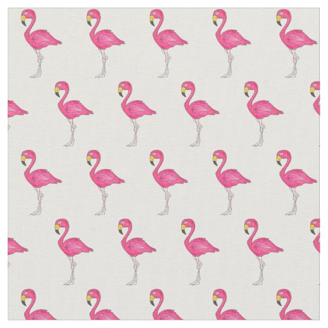 Söt Rosa Vita Tropiska ön Bird Flamingos Tyg (Närbild)