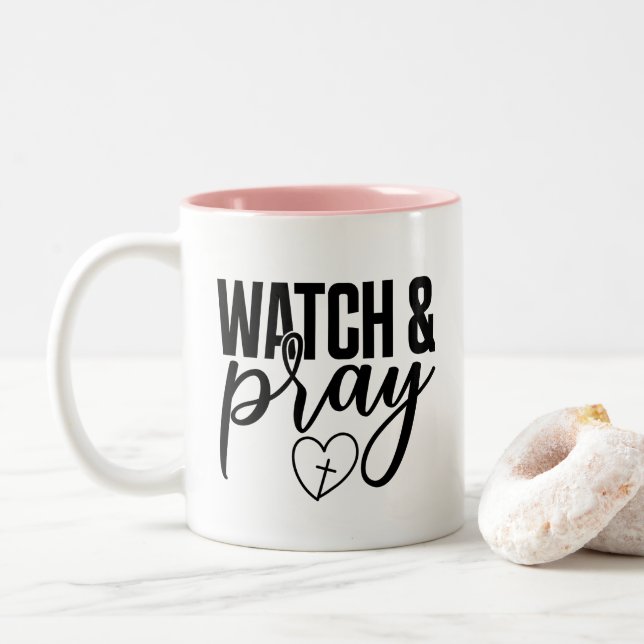 Söt Rosa Watch & Pray Coffee Mugg (Med munk)