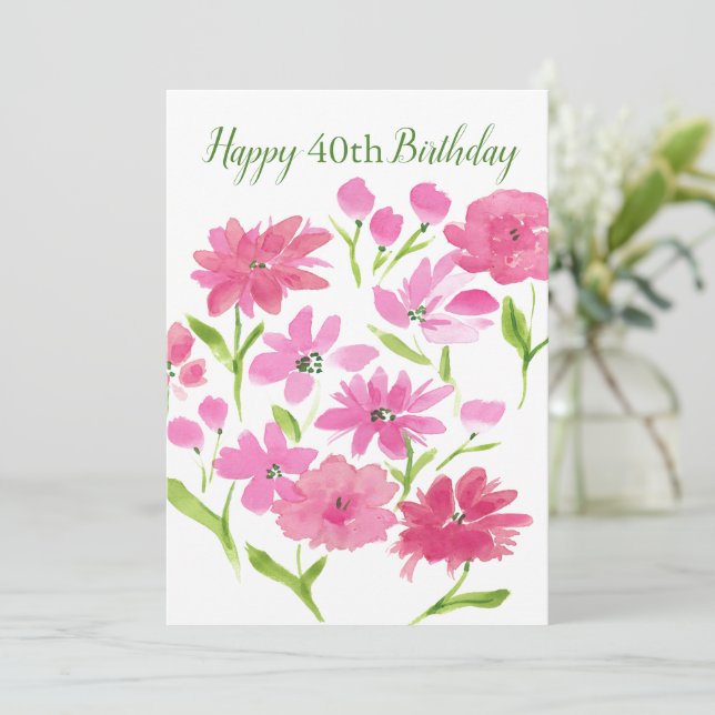 Söt Rosa Watercolor Blommigt Bouquet (Stående Fram)