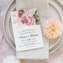 Söt Rosa Watercolor Blommigt Bröllop Inbjudningar
