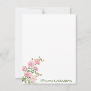 Söt Rosa Watercolor Blommigt Garden Anteckningskort