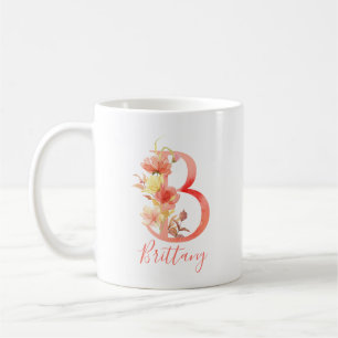 Söt Rosa Watercolor Brev ’B’ Kaffemugg
