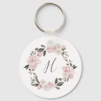 Söt Rosa Watercolor Flowers | Monogram