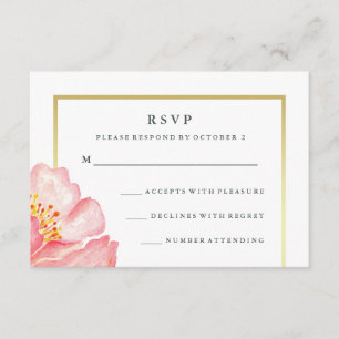 Söt Rosa Watercolor Peony på White OSA Kort