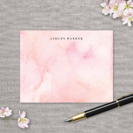 Söt Rosa Watercolor Personal Stationery Tack Kort