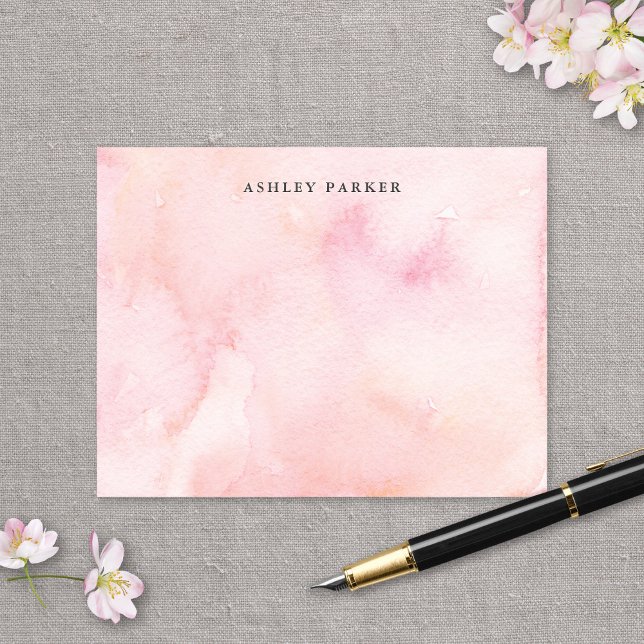 Söt Rosa Watercolor Personal Stationery Tack Kort (Skapare uppladdad)