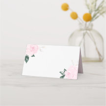 Söt Rosa Watercolor Ro Blommigt Placera kort