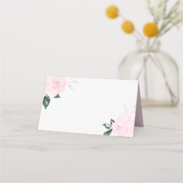 Söt Rosa Watercolor Ro Blommigt Placera kort