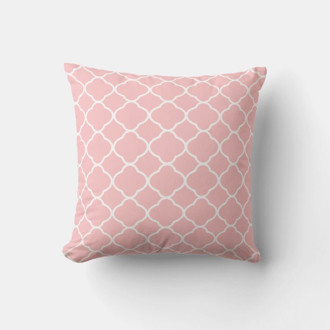Söt  Rosa White Quatrefoil Mönster Kudde (Framsida)