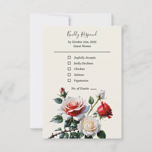 Söt rosa White röd ros blommigt bröllop OSA Kort (Framsida)