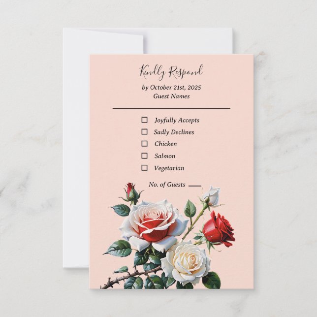 Söt rosa White röd ros blommigt bröllop OSA Kort (Framsida)