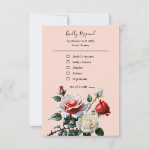 Söt rosa White röd ros blommigt bröllop OSA Kort