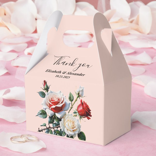 Söt rosa White röd ros blommigt bröllop Presentaskar (Bröllop)