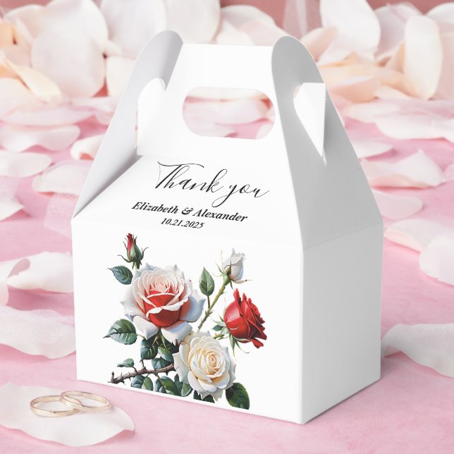 Söt rosa White röd ros blommigt bröllop Presentaskar (Bröllop)