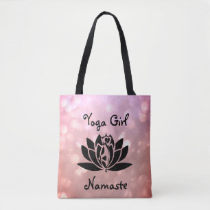 Söt Rosa Yoga Girl Namaste-design Tygkasse
