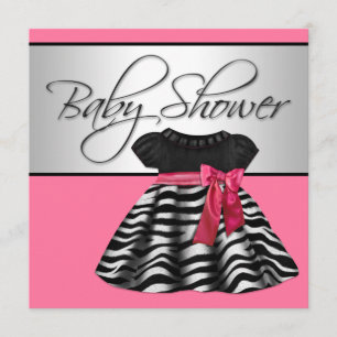 Söt rosa zebradräkt baby shower inbjudningar