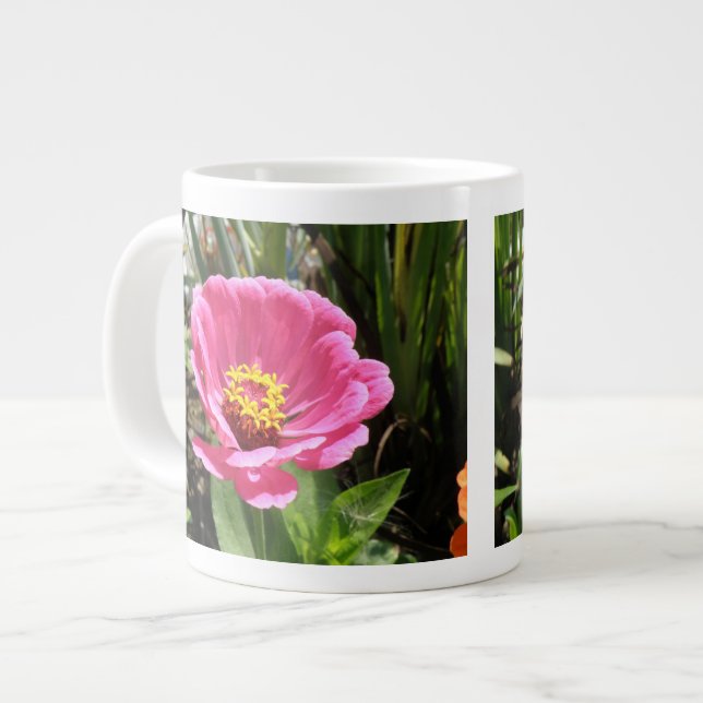 Söt Rosa Zinnia Mugg Jumbo Mugg (Framsida vänster)
