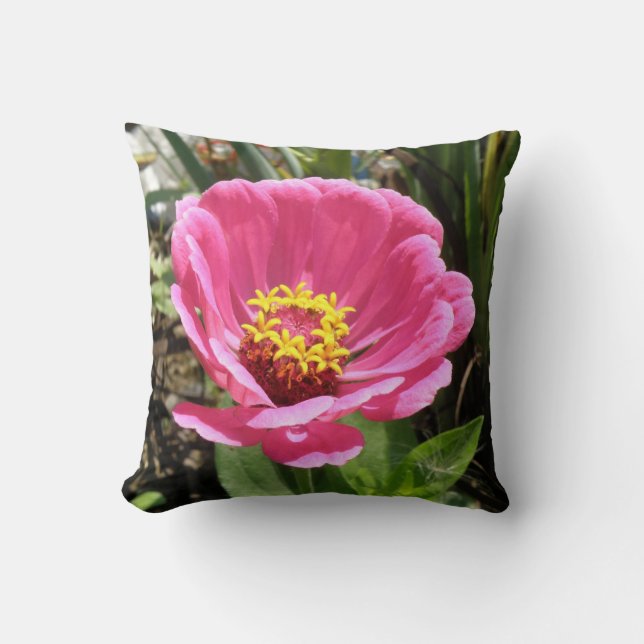 Söt Rosa Zinnia Pillow Kudde (Framsida)