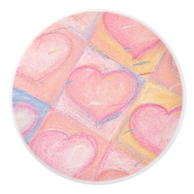 Söt Rosan Feminine Pastel Hearts Art Knopp (Framsidan)