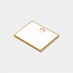 Söt RosaRetro Regnbåge Personlig Skript Namn Post-it Block