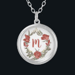 Söt Rosenknopp Blommar Utandningsmodern Monogram Silverpläterat Halsband<br><div class="desc">Elegantens rosenknopp krans med monogrammat halsband.</div>
