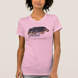 söt rosenvalg hund cudling-nalle tee shirt