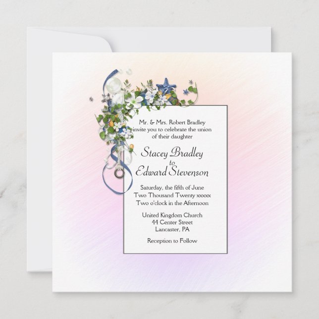 Söt  Rosett band och bubblor Inbjudningar (Framsida)