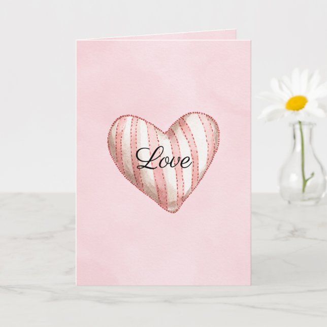 Söt Röslig Rosa Randig Hjärtkärlek Kort (Liten växt)