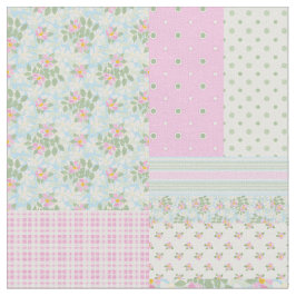 Söt Rosy Posy Hund Ro Faux Patchwork Fabric Tyg