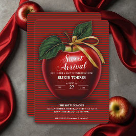 Söt rött äppelbabyskor för rött äpple inbjudningar