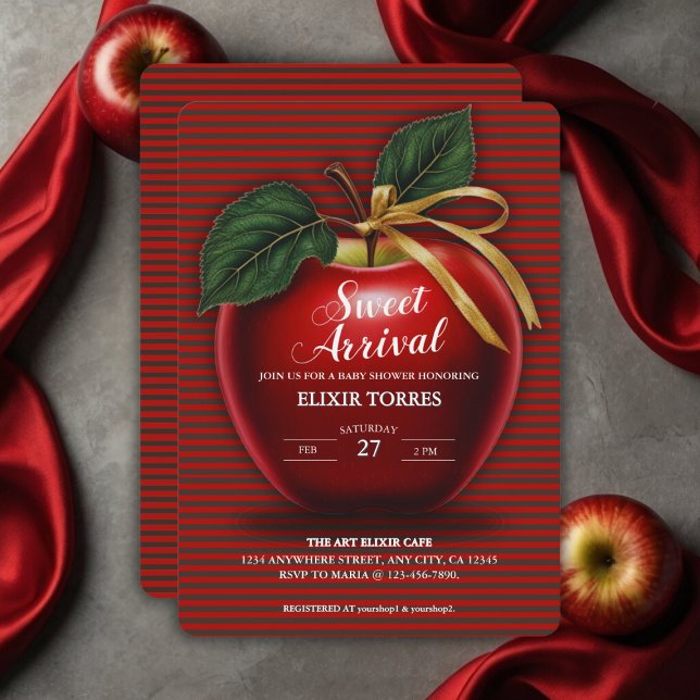 Söt rött äppelbabyskor för rött äpple inbjudningar (Skapare uppladdad)