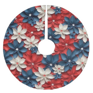 Söt Rött vitt blått Blommdesign - jul Julgransmatta Borstad Polyester
