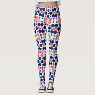 Söt Rött vitt blått Star Mönster Leggings