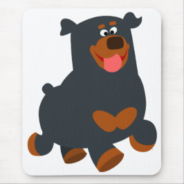 Söt Rottweiler-datormusmatta som hoppar runt Musmatta