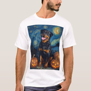 Söt Rottweiler Halloween Jack O Lantern Pumpa T Shirt