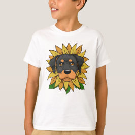 Söt Rottweiler-hund ansikte på solros T Shirt