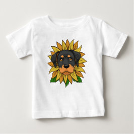 Söt Rottweiler-hund ansikte på solros T Shirt