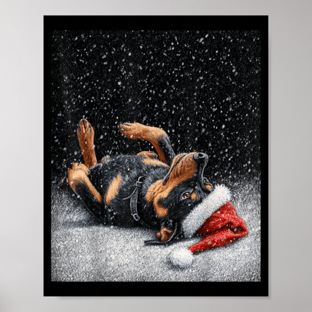 Söt Rottweiler Rolig Jul  Poster (Framsidan)