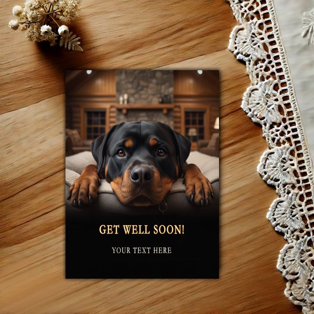 Söt Rottweiler Snart Frisk Julkort Vykort (Skapare uppladdad)
