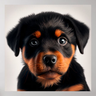 Söt Rottweiler Valp Hund Porträtt Affisch