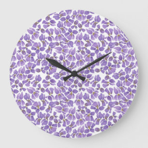 Söt Round Wall Clock, Violets och Check Gingham Stor Klocka