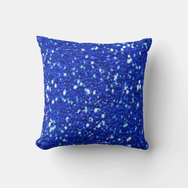 Söt Royal Blue Sparkly Faux Glitter look Kudde (Framsida)