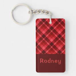 Söt Ruby Red Pput Monogram Rectangle Keychain